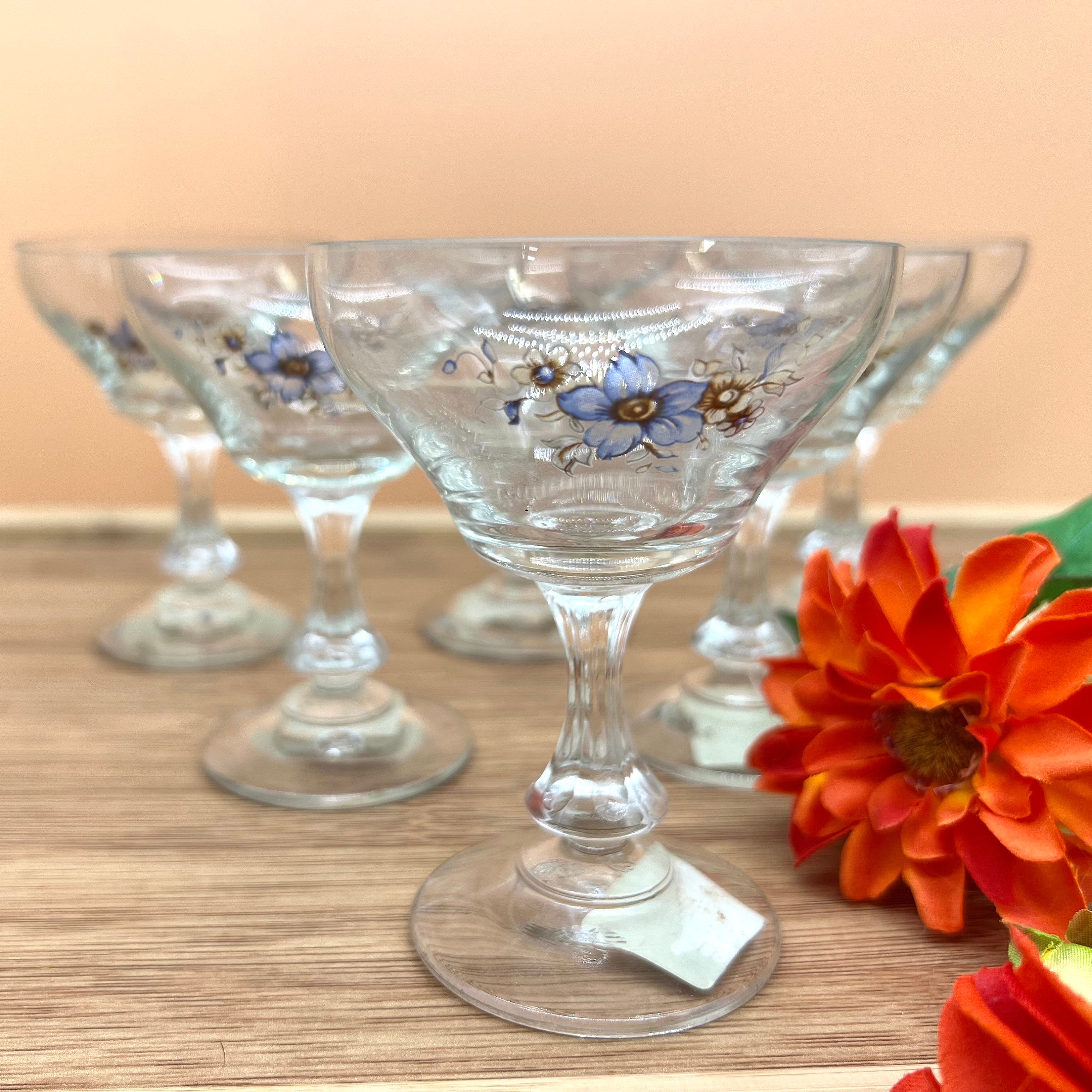 Vintage Floral Liqueur Glasses - Viru Tarbeklaas - Elve Tauts 80s Vintage Floral Liqueur Glasses - Viru Tarbeklaas - Elve Tauts 80s