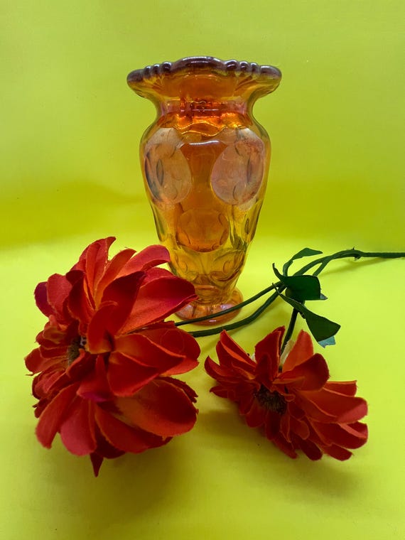 EDA VASE Rare Eda \"FLORAL SUNBURST\" carnival glass - Blue 8 Inch Vase Concaved  Excellent | eBay