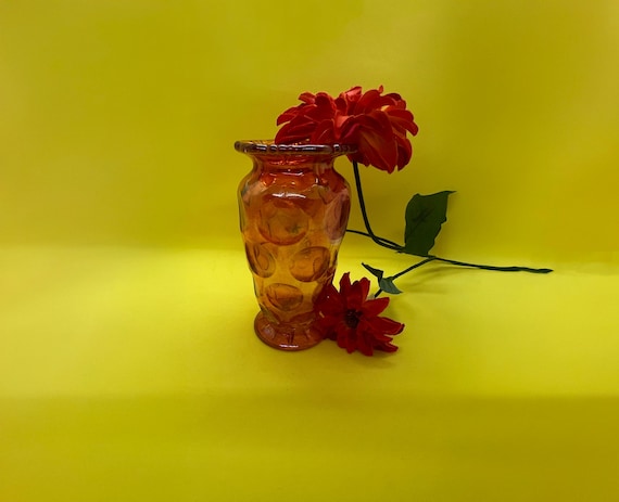 EDA VASE Rare Eda \"FLORAL SUNBURST\" carnival glass - Blue 8 Inch Vase Concaved  Excellent | eBay