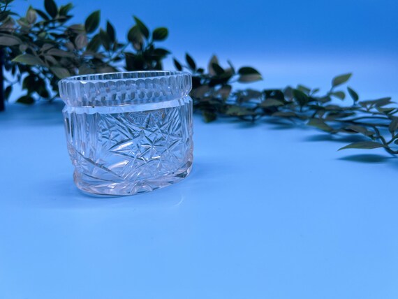 Antique Finnish Cut Glass Cigarette Holder, Star Pattern Decor