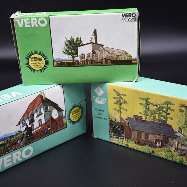 Set of Vintage Vero Model Building Construction Kit Germany - made in GDR - boxed retro toys- vintage creative modelling playset/ sealed box