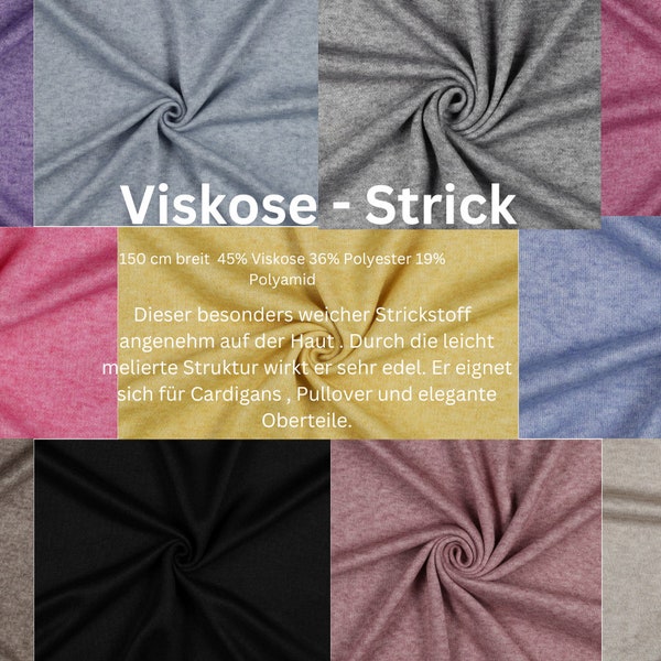 Viskose Strickstoff Melange - Meterware zum Nähen von Cardigans, Pullover oder Topps etc.