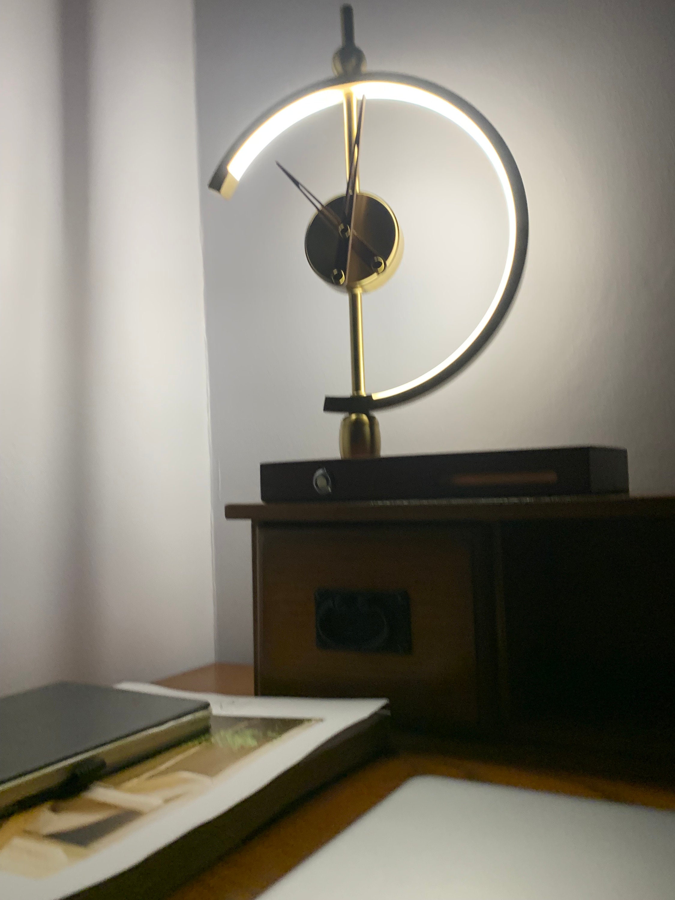 Modern LED Clock Shaped Table Lamp - Phone Charging - USB - Function ...
