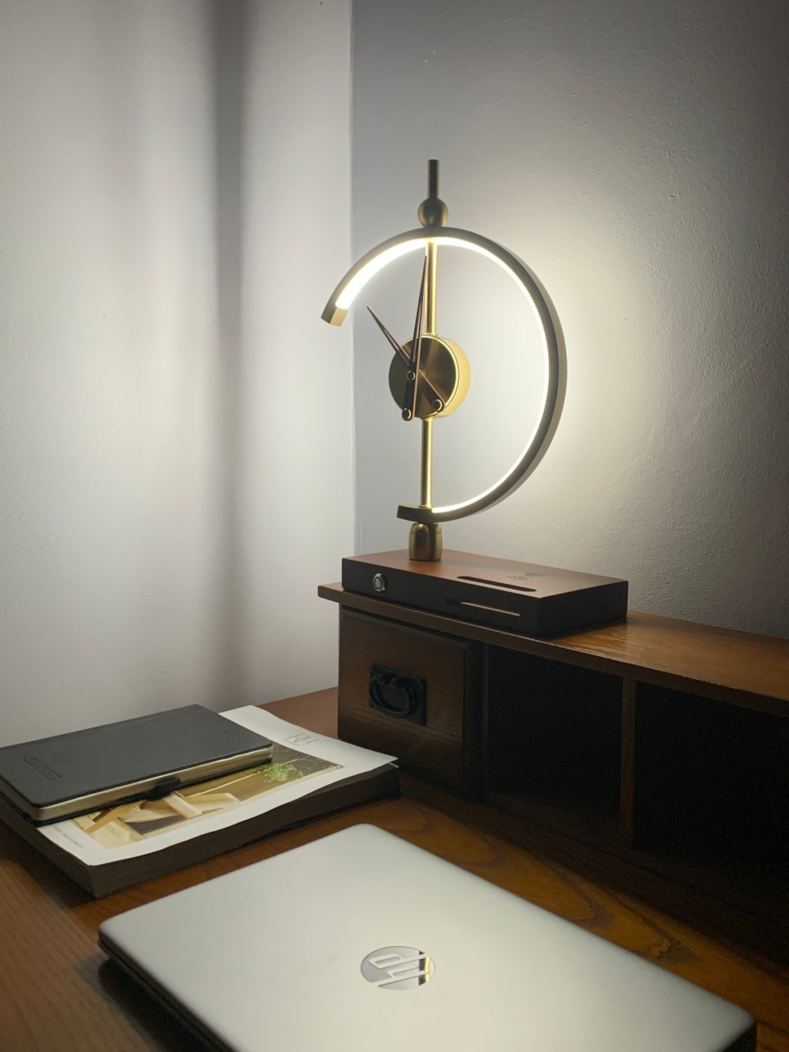 Modern LED Clock Shaped Table Lamp - Phone Charging - USB - Function ...