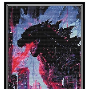 Godzilla Fully Charged Cross Stitch Pattern