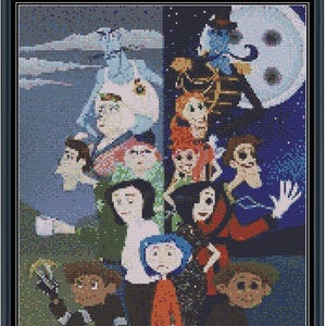 Coraline: Duality of Worlds Cross Stitch Pattern