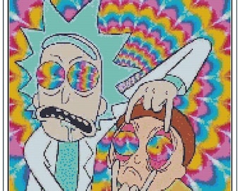 Rick & Morty-kruissteekpatroon tie-dye