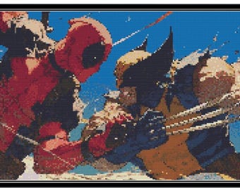 Deadpool x Wolverine Fight Wzór krzyżykowy