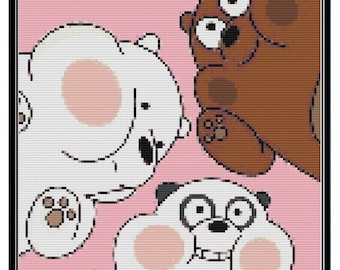 Patrón de punto de cruz de selfie aplastada de Somos osos