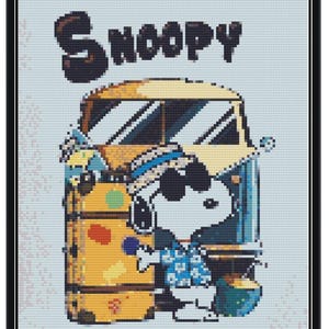 Snoopy on Vacation Cross Stitch Pattern