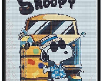 Snoopy on vakantie kruissteekpatroon