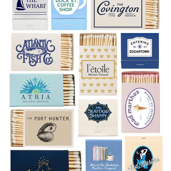 Matchbook Digital Print Wall Art, Martha's Vineyard Prints, Edgartown Favorite Restaurants, Martha's Vineyard Gifts, EDG Wall Art