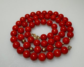 Antique Natural Red Color Coral Bead Necklace.