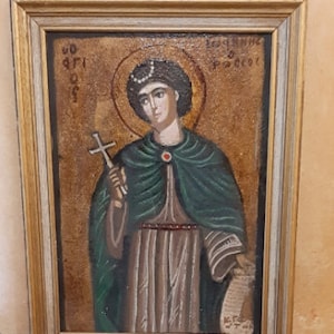 Vintage John the Russian Painting Icon In Wood.