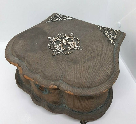 Antique French Victorian Jewelry Box Velvet with … - image 4