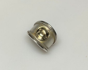 Gold and silver ring, 14 gold sterling silver 950 ring, mixed metal ring.