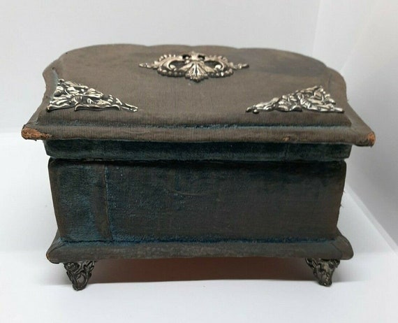 Antique French Victorian Jewelry Box Velvet with … - image 6