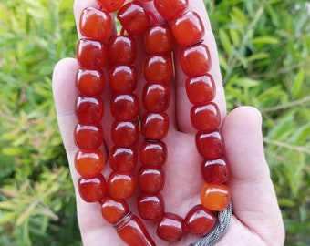 67 Grams Antique Faturan Cherry Prayer Rosary Beads Misbah Marbled.