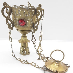 Antique Russian  Orthodox Icons  Lamp Lampada Brass 19th century.