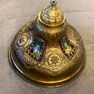 Antique Russian Orthodox Base for Large Altar Blessing Cross Brass 19century.