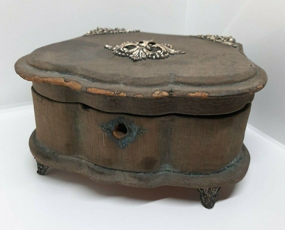 Antique French Victorian Jewelry Box Velvet with … - image 2