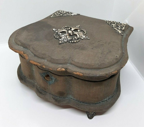 Antique French Victorian Jewelry Box Velvet with … - image 10