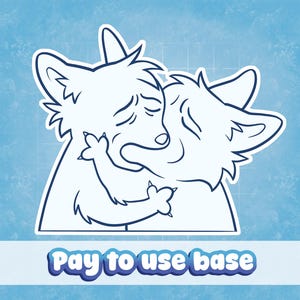 Wet sloppy kiss meme furry pay to use base fursona Lineart