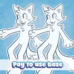 Dibujo lineal base de felino/canino antropomórfico (de pago por uso).