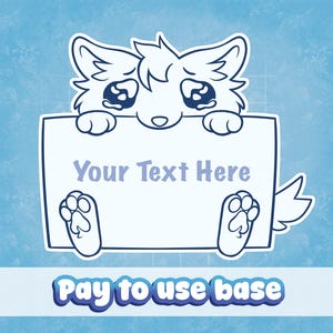 Cute puppy eyes canine holding sign kawaii furry fursona pay to use lineart base