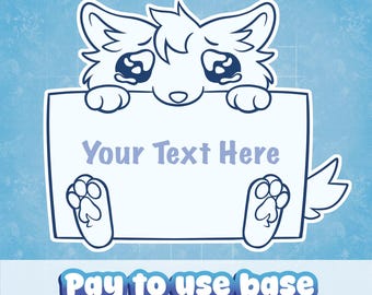 Cute puppy eyes canine holding sign kawaii furry fursona pay to use lineart base