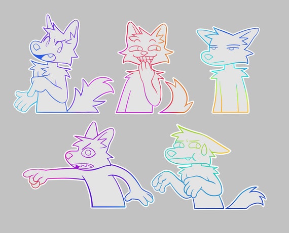 Digital Protogen Furry Lineart Bases for Telegram Stickers