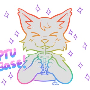 Boba Drink Furry telegram sticker base lineart