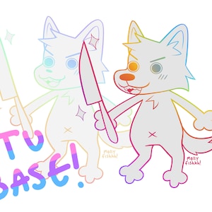 canine / feline fursona with knife pay to use base