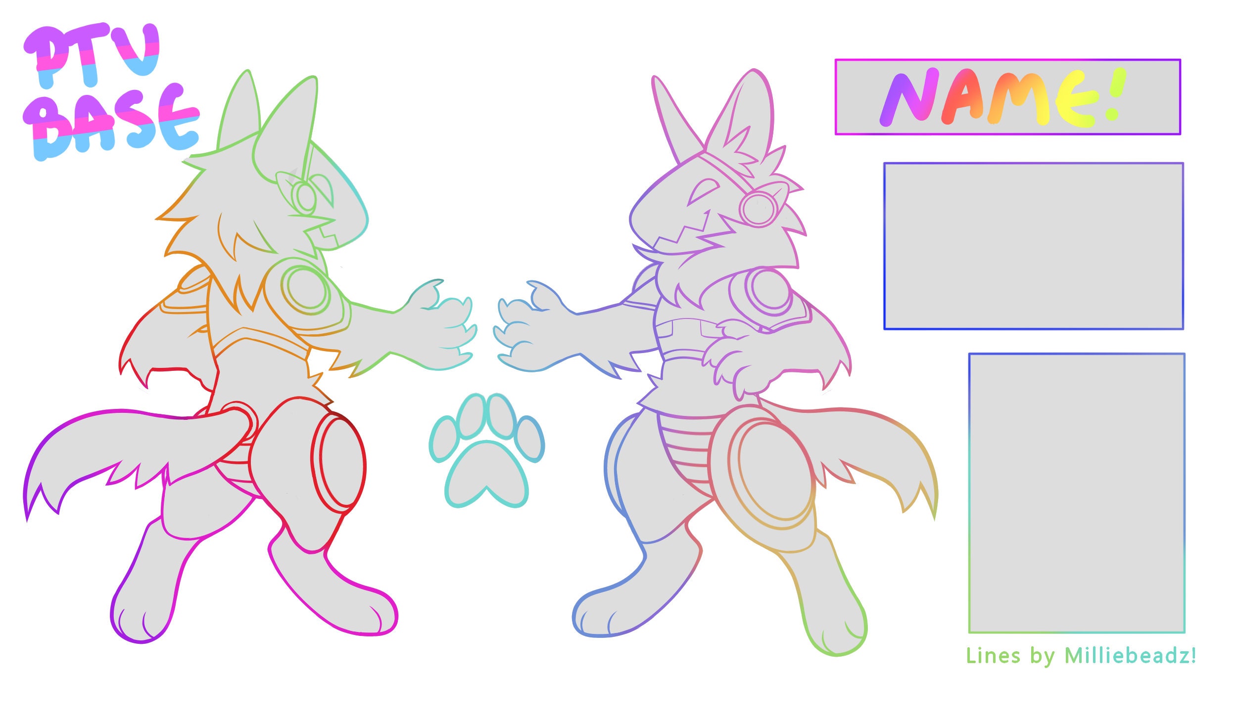 Protogen fursuit reference sheet line art