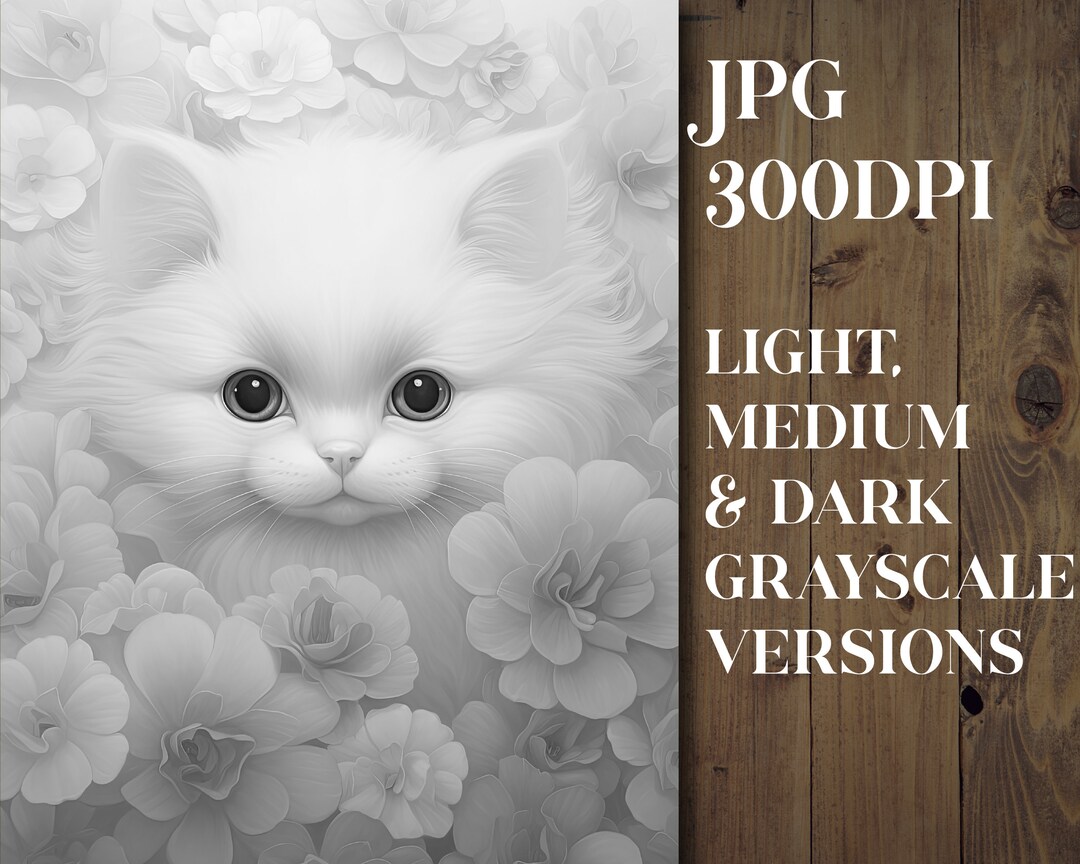 Cat With Flowers - Coloring Page - Printable Adult Coloring Page