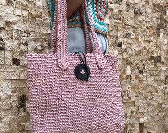 Sac au Crochet fait à la main - Sac à bandoulière rose