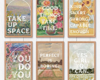 Floral Feminist Quotes Inspiration Sayings Vintage Eclectic Cottage Core Printable Art