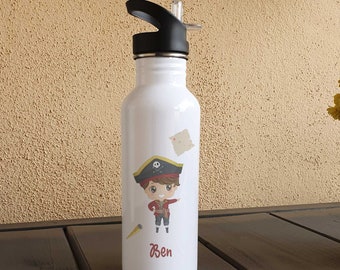 Drinking bottle personalized | Thermos bottle | Thermal bottle with name and pirate | Pirates | | for young and old 600ml | Stainless steel