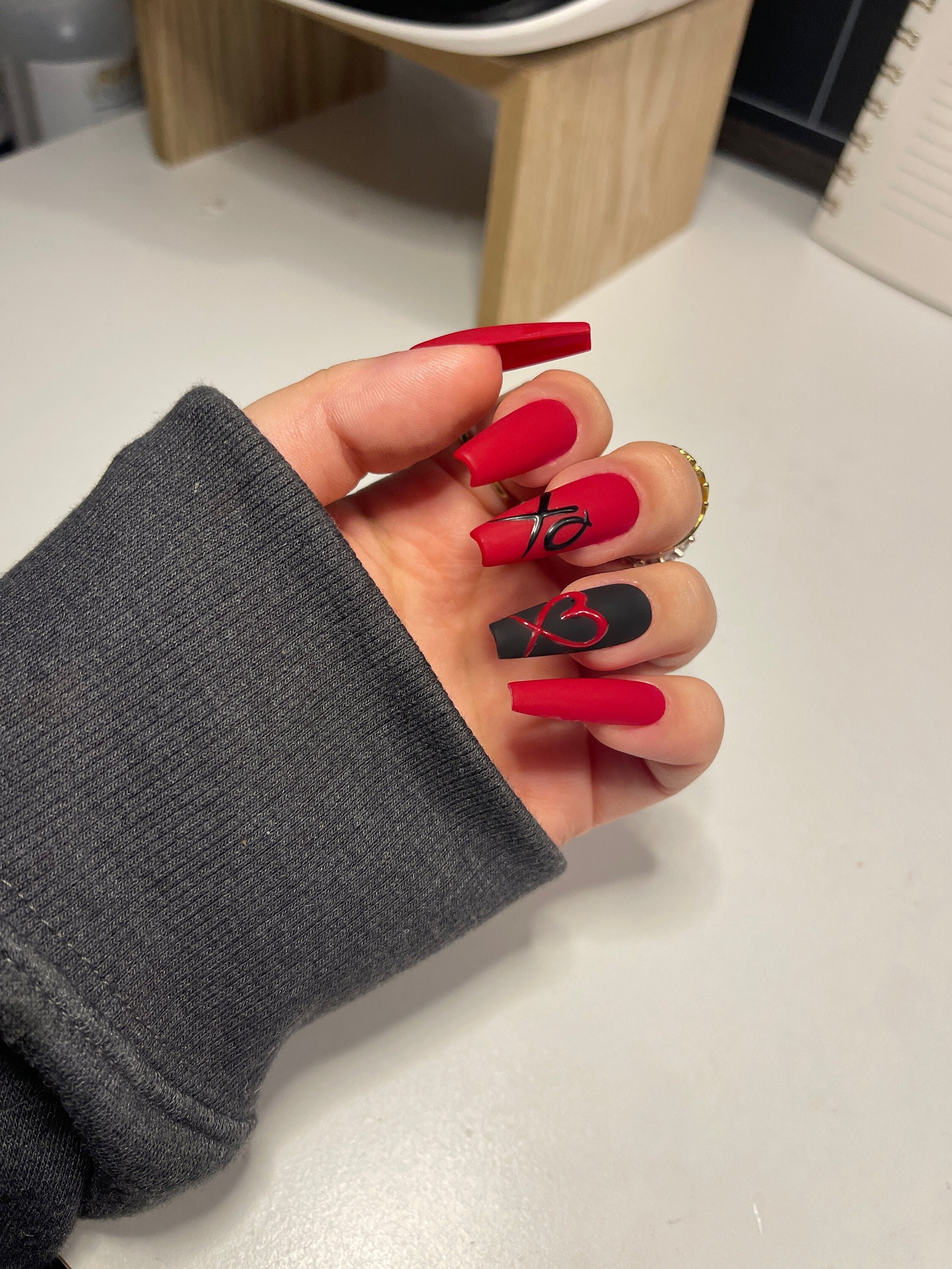 Red Valentines Day Press on Nails Luxury Reusable Nails - Etsy