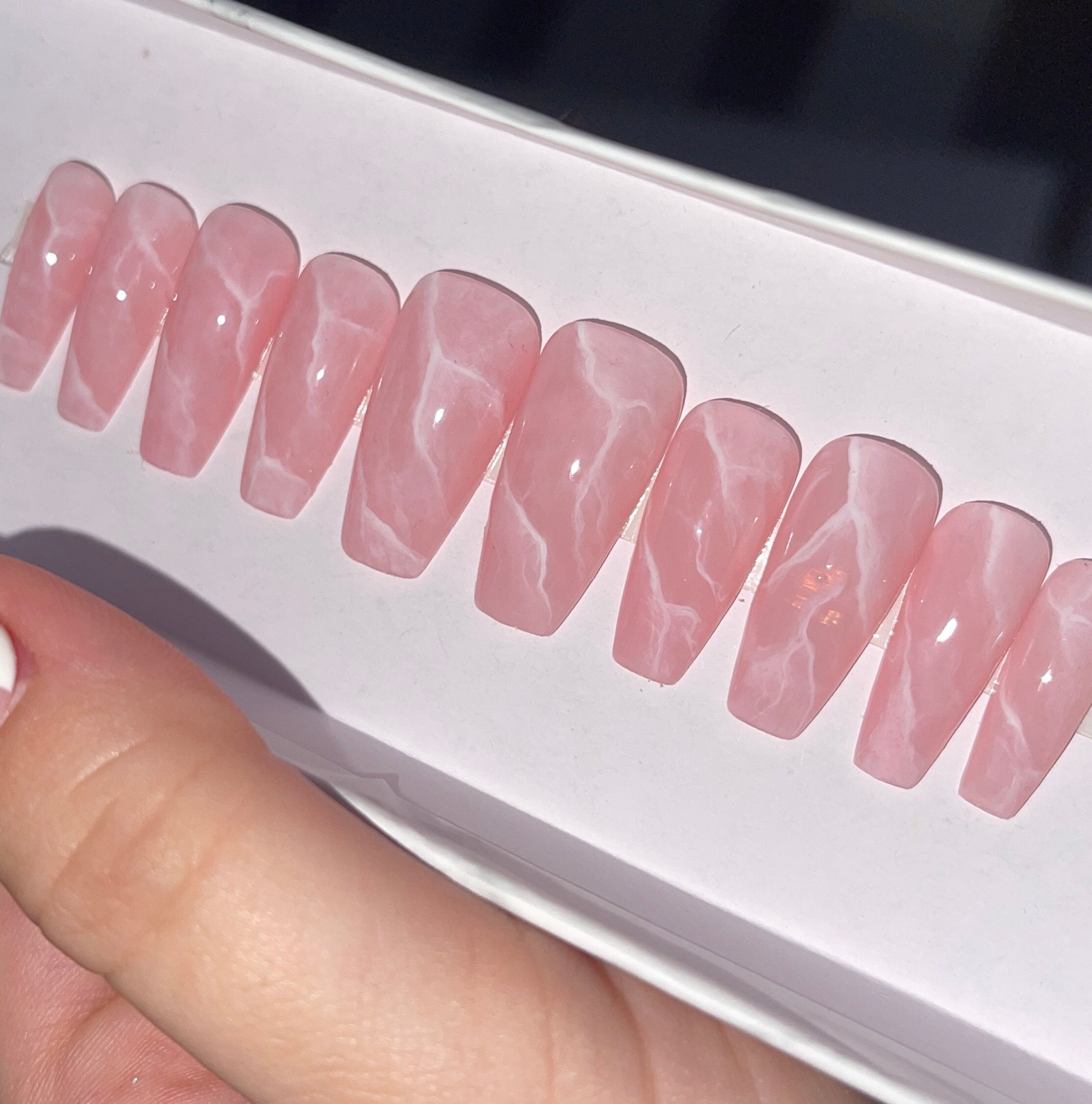 Rose Quartz Press Ons Rose Quartz Nails PLEASE READ - Etsy