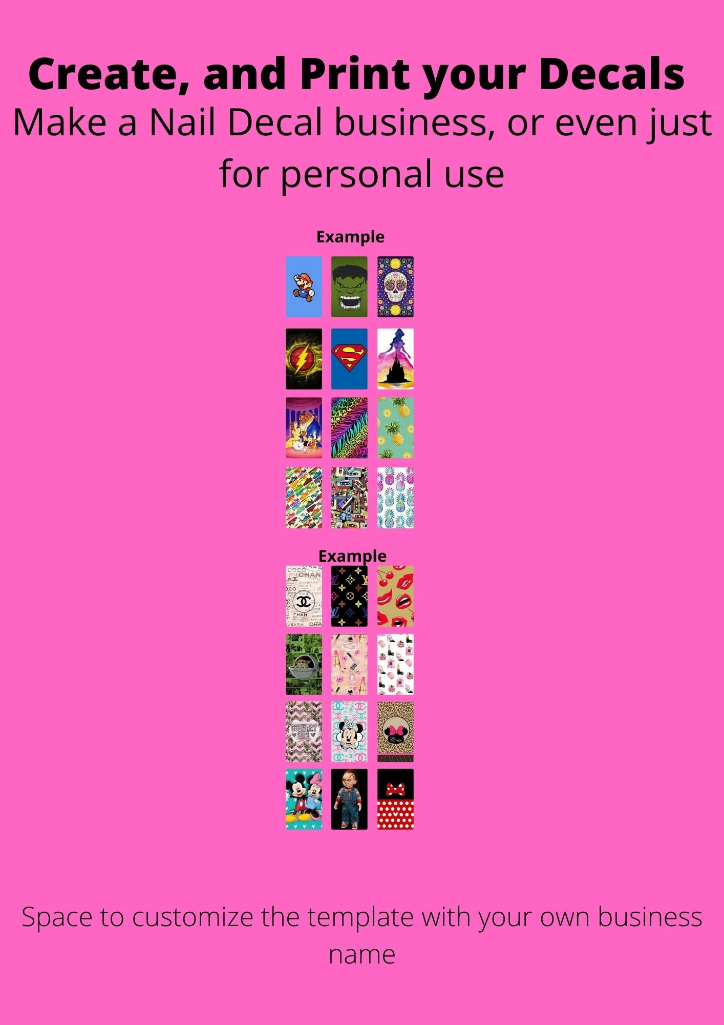 Nail Decal Templates. Create Your Own Nail Decals to Sell. Template for