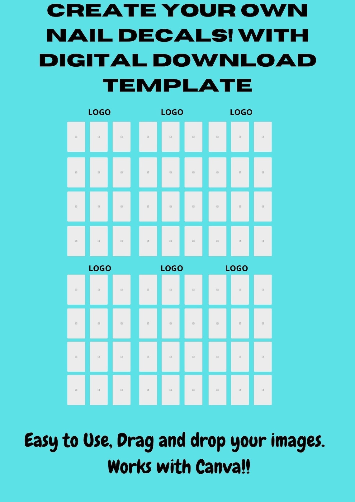 Nail Decal Templates. Create Your Own Nail Decals to Sell. Template for
