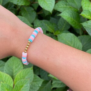 COTTON CANDY ~ Preppy pink + Baby blue Bracelet ~ Preppy Jewelry ~ Preppy Tik Tok Bracelet - Blue and Pink Heshi Beads - Heshi Bracelet
