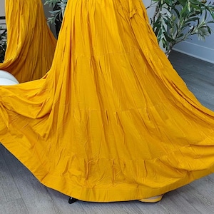 Long skirt lehanga with 7 meter flare for dance garba navratri wedding diwali in cotton sateen in yellow or purple