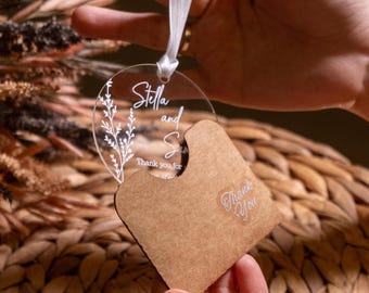Personalized Acrylic Wedding Ornament: Custom Engraved Favors