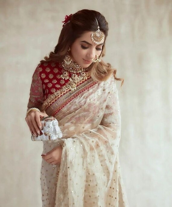 Bollywood Style Organza Silk Saree With Embroidery Sequence - Etsy Bollywood Style Organza Silk Saree With Embroidery Sequence - Etsy
