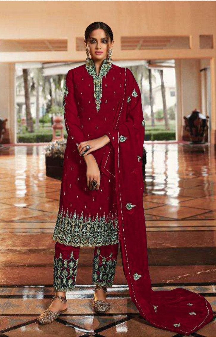 Bridal Wedding Wear Salwar Kameez Suit New Designer Daily Wear Georgette With Chain Work Pakistani Salwar Kameez With Dupatta Set RD