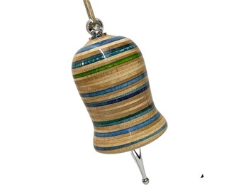 HUES of BLUES ~ This Gorgeously Designed HANDTURNED Skateboard Ornament in Beautiful Shades of Blue with a Touch of Green!