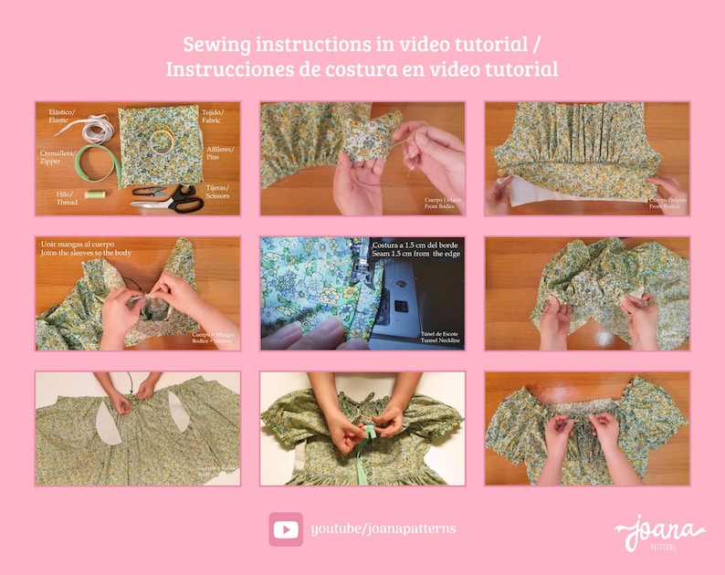 sewing patterns in video tutorial, youtube/joanapatterns