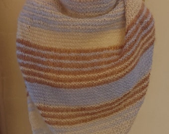 Foulard, foulard triangulaire, soie mohair, étole, tricoté main, classique, tissu mohair, pièce unique